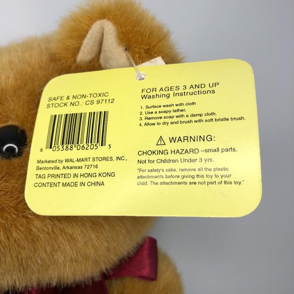 Vintage One Of A Kind Plush Bear 9" Brown Bear with Merlot Bow Collectible - Picture 8 of 8